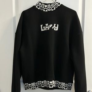 Lazy Oaf Women's Black and White Sweatshirt